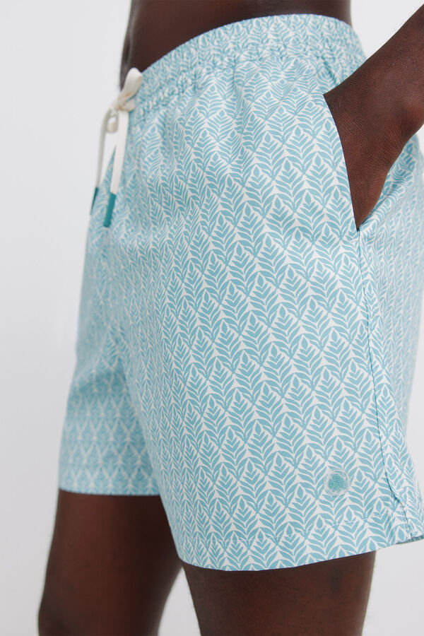 Springfield Fato de banho estampado de folhas azul