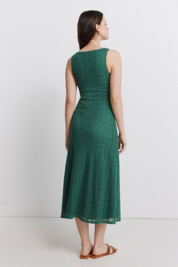 Springfield Vestido midi em crochet verde