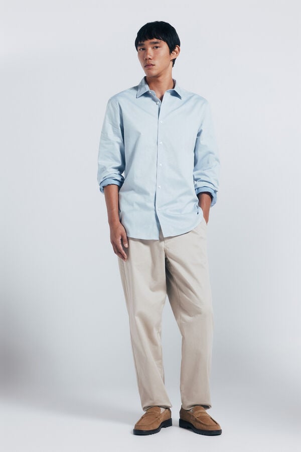Springfield Easy care structured shirt blue