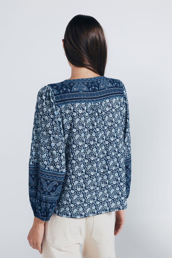 Springfield Blusa boho cenefas azul