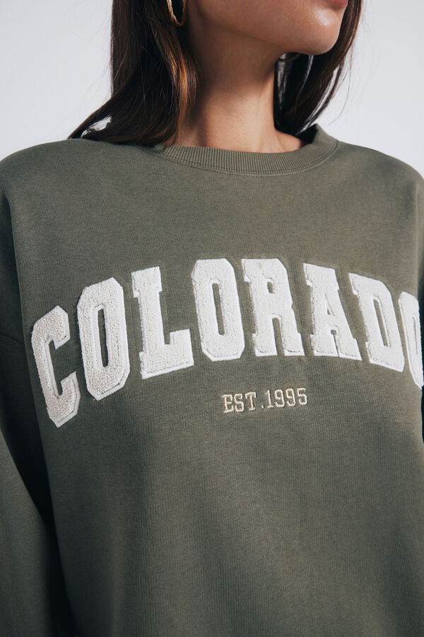 Springfield Sweatshirt com estampa urbana Caqui escuro