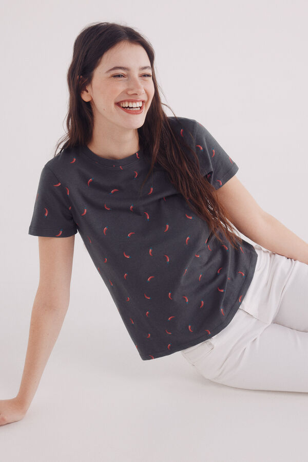 Springfield Fruit print t-shirt grey