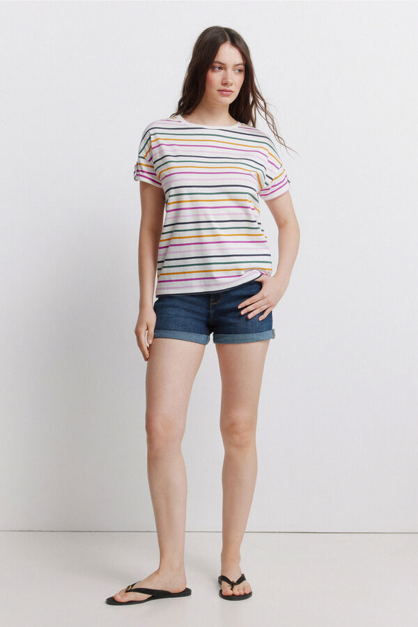 Springfield T-shirt de manga curta &agrave;s riscas bege