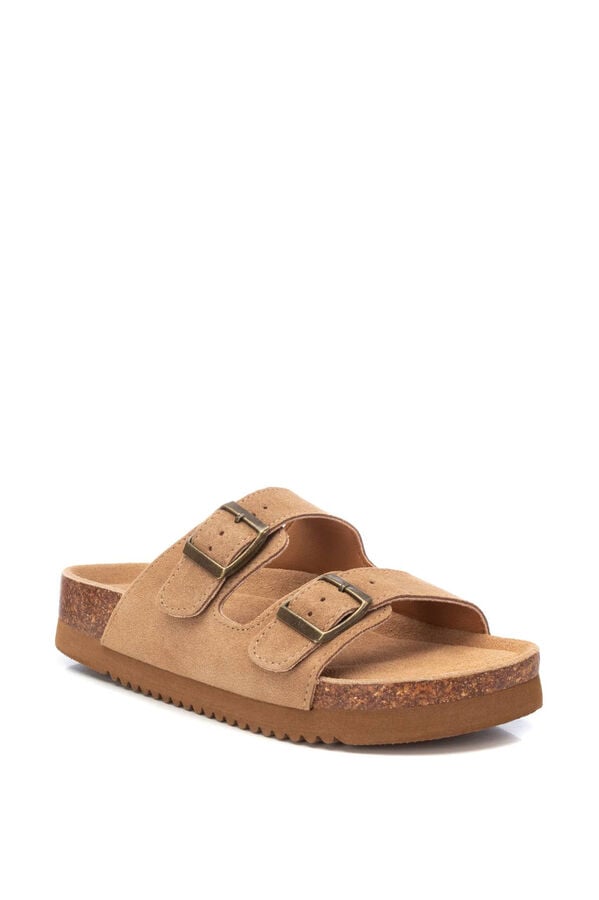 XTI Sand&aacute;lia em croute com fivelas cru