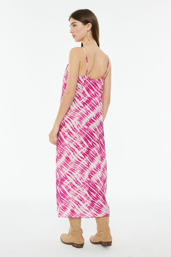 System Action Vestido midi com alças e estampado tie dye rosa