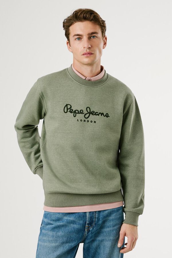 Pepe Jeans Sweatshirt Gola Redonda Com Logo verde