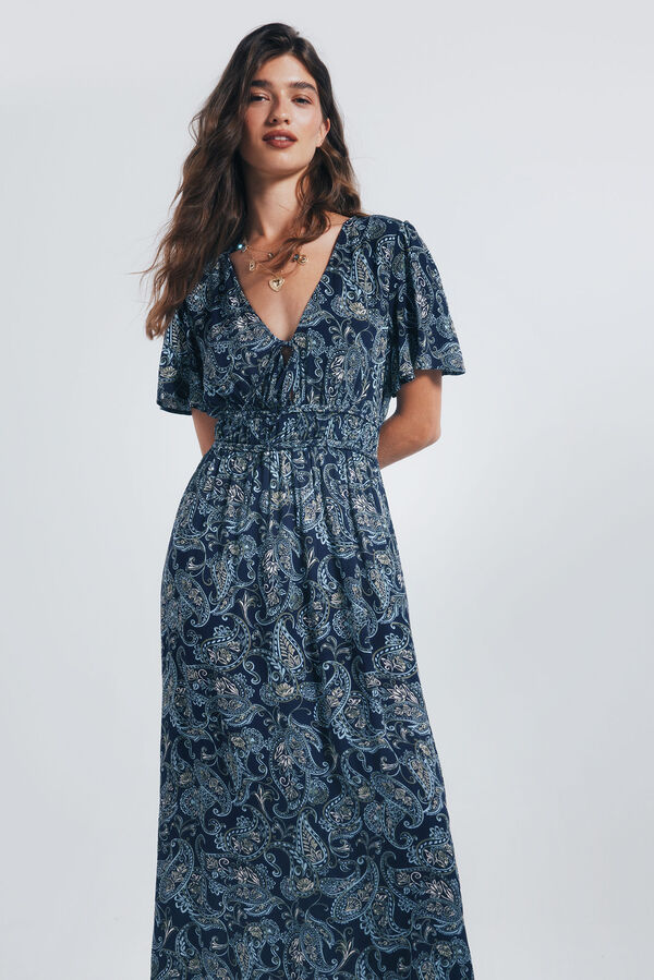 Springfield Vestido midi com cintura trançada azul