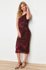 Trendyol Vestido midi assim&eacute;trico estampado