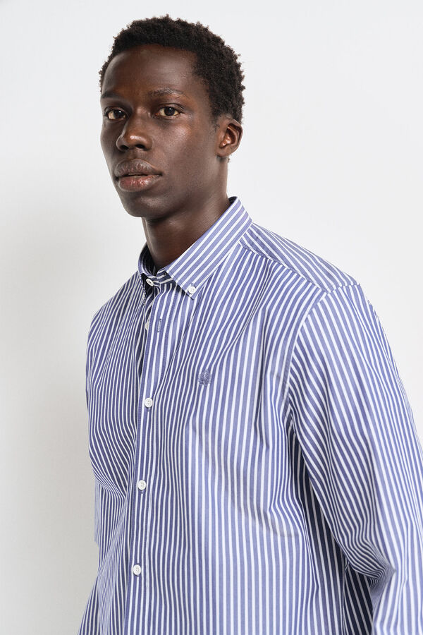 Springfield striped poplin shirt navy