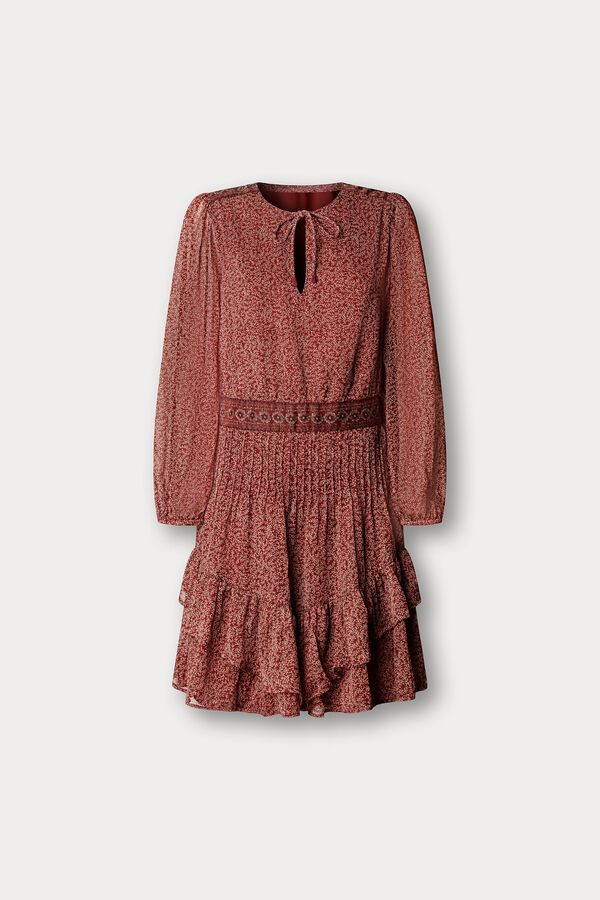 Pepe Jeans Vestido curto com folhos castanho