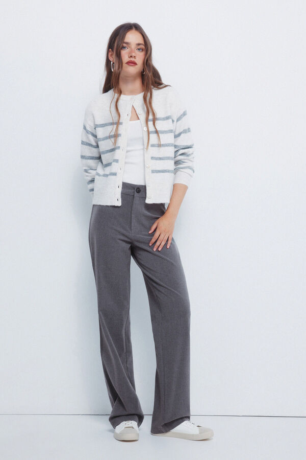Springfield Cardigan with round neck buttons brown