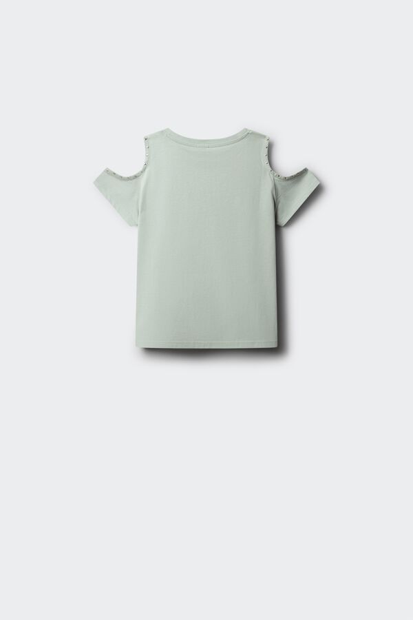 Springfield Kids T-shirt de manga curta ombros descobertos com tachas menina verde