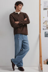 Springfield Polo shirt neck jumper with buttons nude