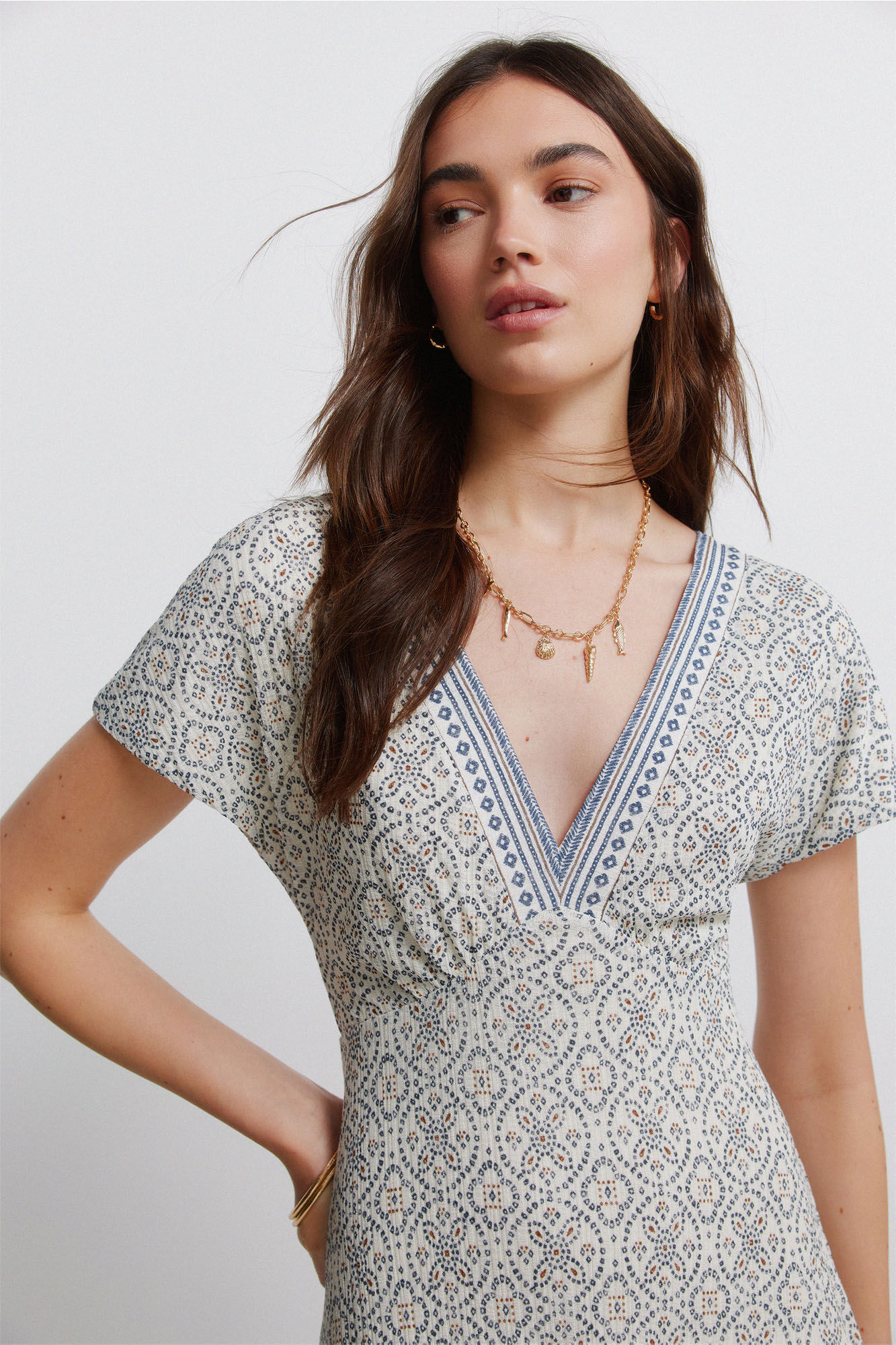 Springfield Vestido estampado cenefa escote