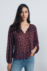 Springfield Blusa fluida lace insertado burdeos