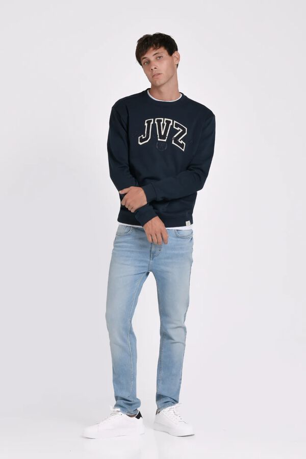 JVZ Sweatshirt de gola redonda com logo azul