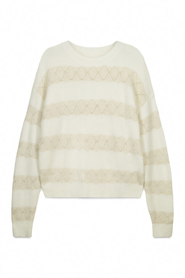 Springfield Camisola pointelle riscas lurex bege