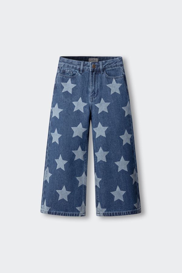 Springfield Kids Cal&ccedil;as culotte de ganga com estrelas para menina azul