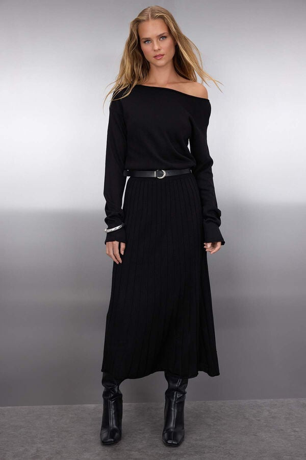 Trendyol Vestido comprido de malha preto