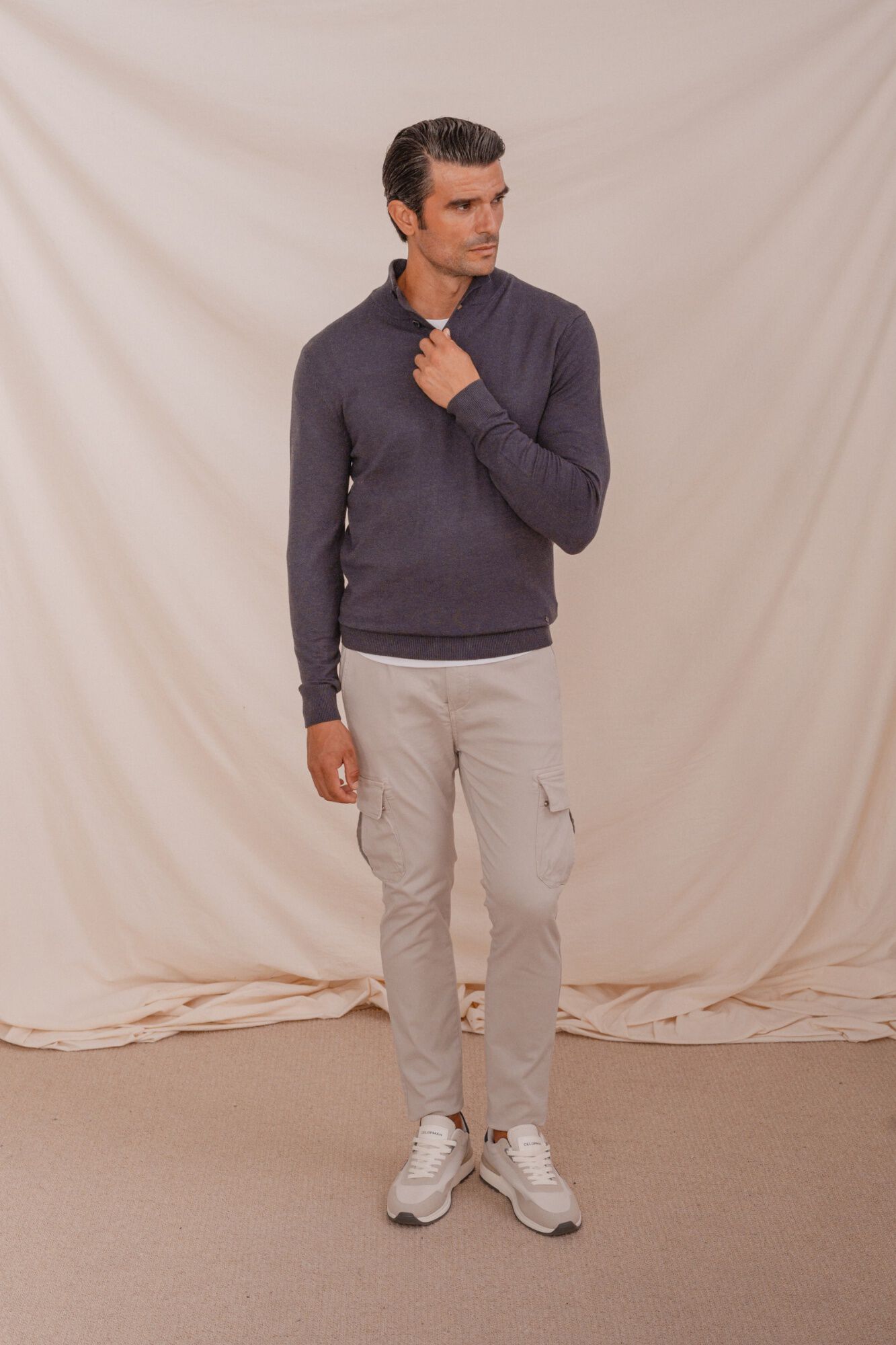 Celopman Camisola de gola polo com bot&otilde;es