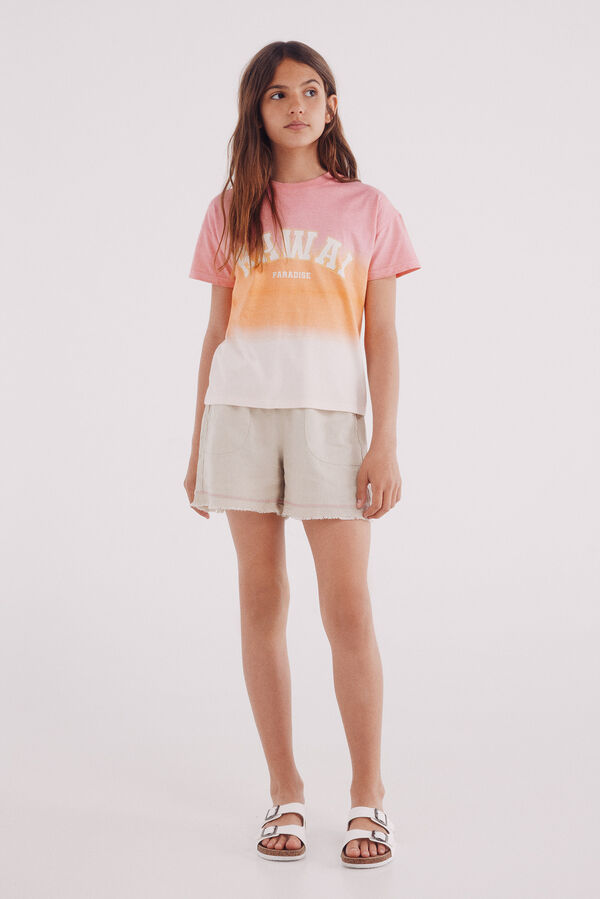 Springfield Kids Camiseta feminina dip dye vermelho