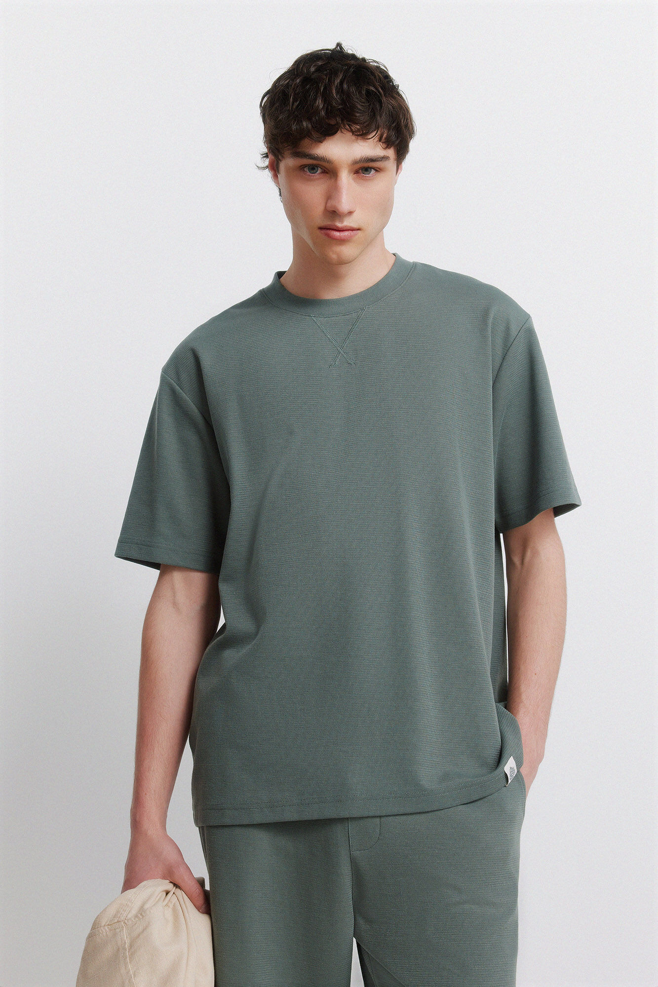 Springfield T-shirt em tecido waffle