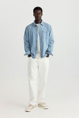 Springfield Camisa jeans overshirt fit azul