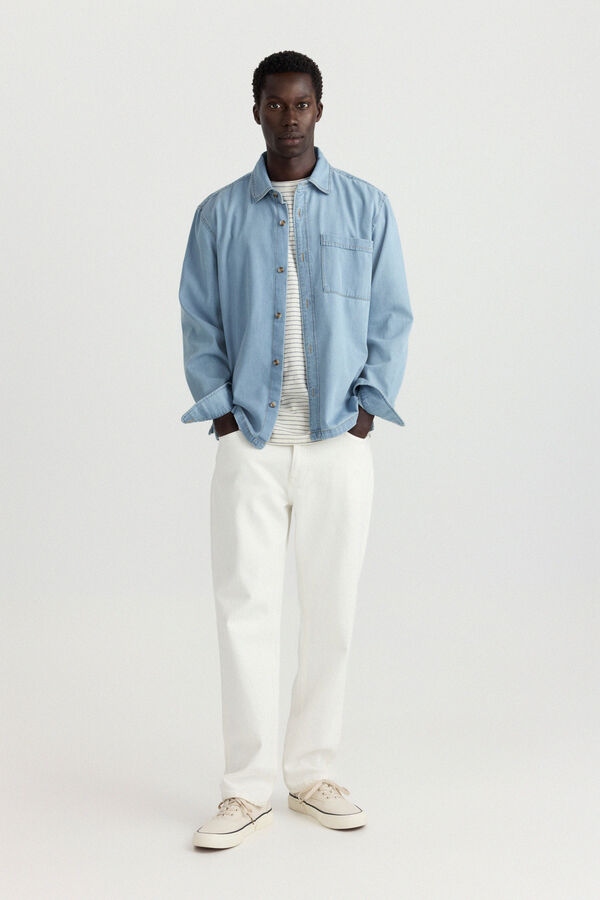 Springfield Camisa jeans overshirt fit azul