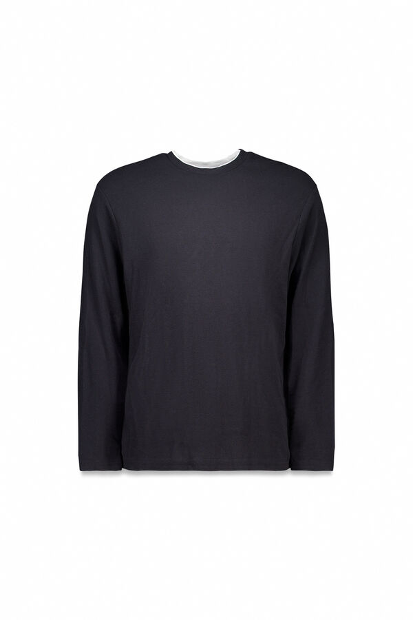 Springfield Camiseta com tecido dupla waffle preto