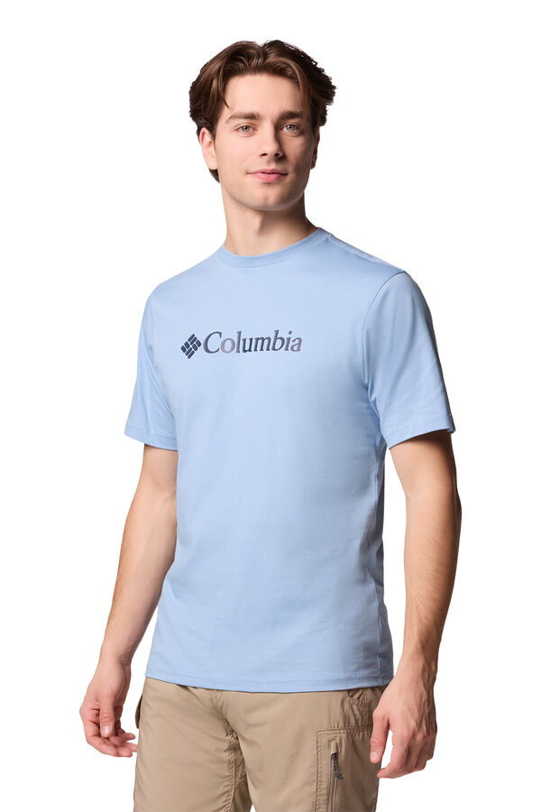Columbia Camiseta masculina de manga curta de algod&atilde;o org&acirc;nico Basic Logo&trade; da para homem azul