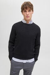 Jack & Jones Camisola de malha trançado preto