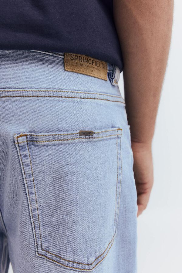 Springfield Jeans de corte reto com lavagem clara azul