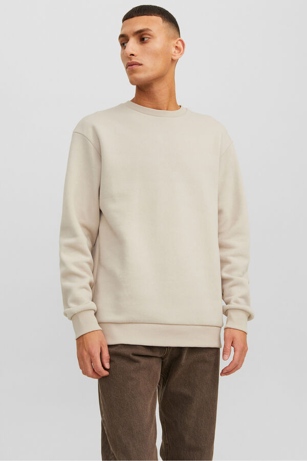 Jack & Jones Sweatshirt básico com gola redonda cinzento