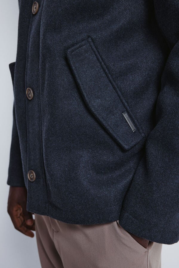 Springfield Parka curta com efeito de lã azul