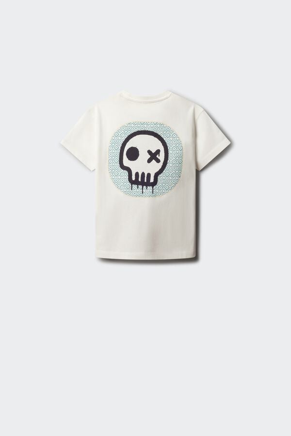 Springfield Kids T-shirt de manga curta com caveira para menino bege
