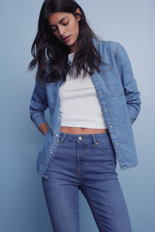 Springfield Calça jeans slim cropped azul
