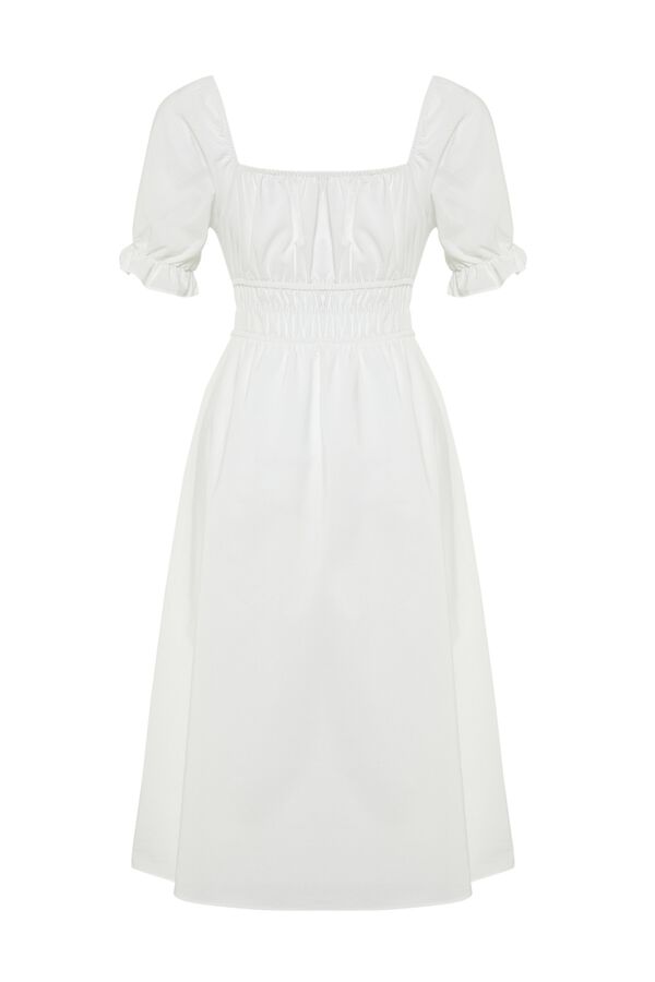 Trendyol Vestido midi com mangas bufantes bege