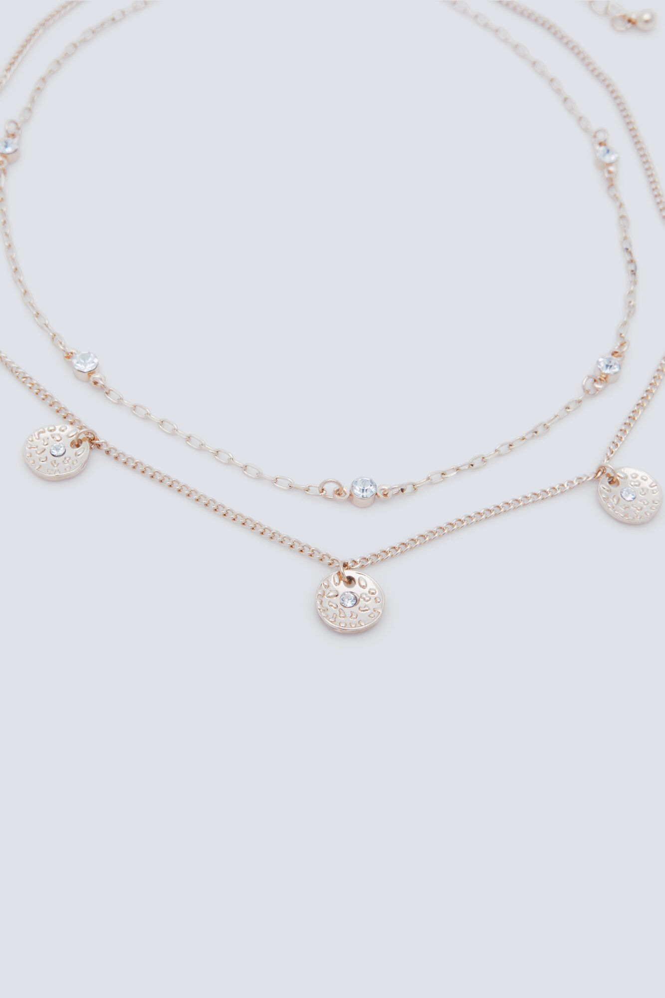 Springfield Colar duplo com pedra e moeda