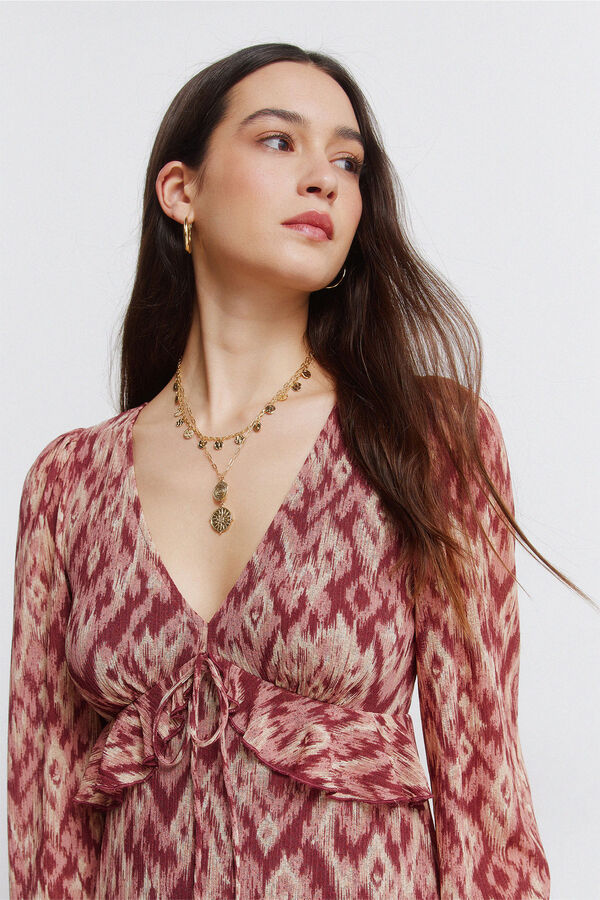 Springfield Vestido midi com folho vermelho