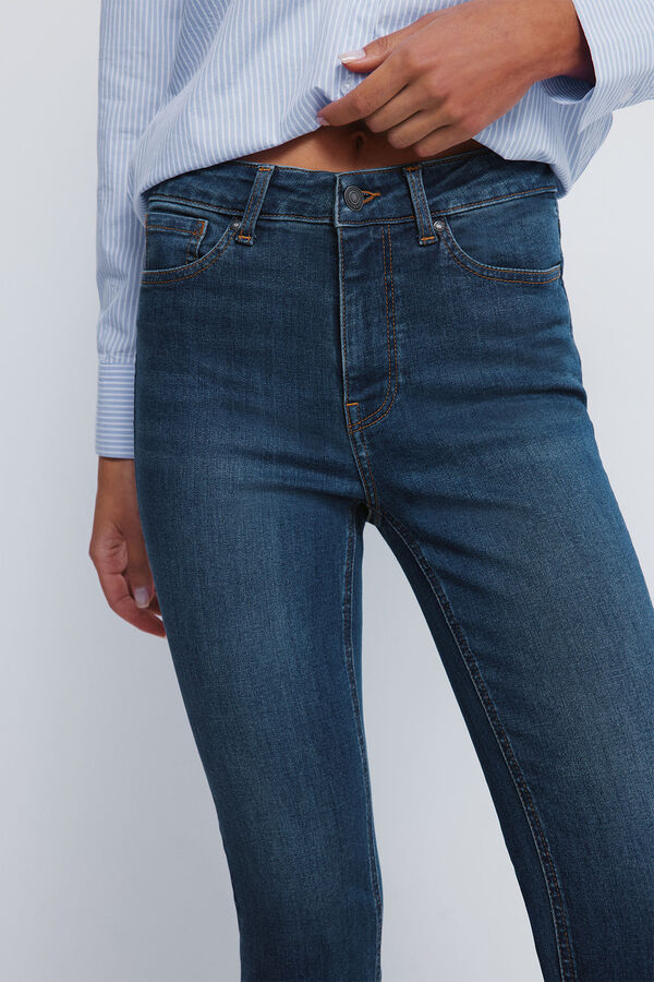 Springfield Calça jeans slim cropped azul