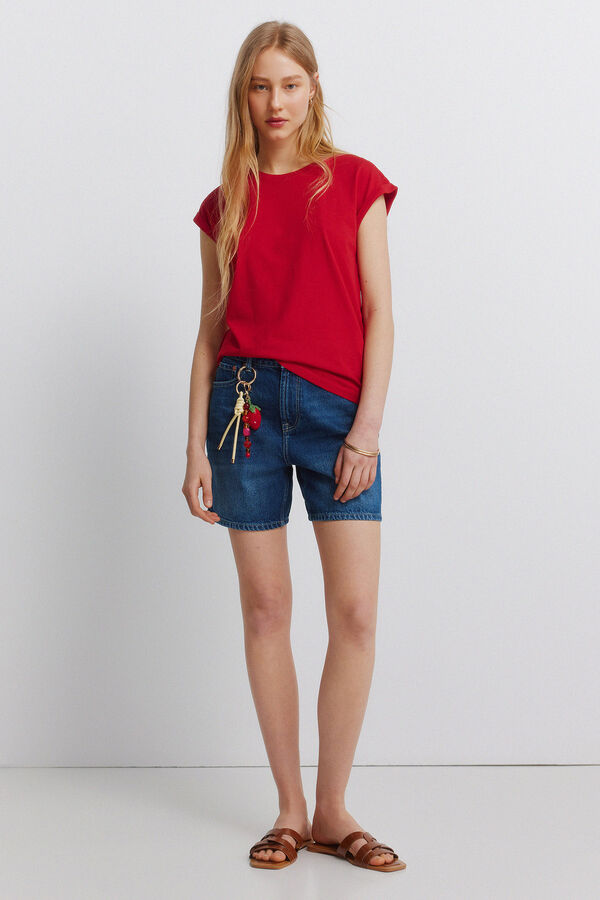 Springfield T-shirt detalhe em crochet no ombro vermelho