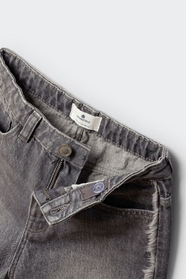 Springfield Kids Short denim com franjas para menina cinzento