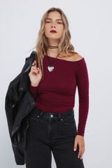 Springfield T-shirt justa com decote assimétrico vermelho