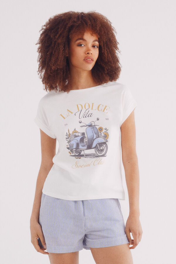 Springfield Camiseta "Amo macarrão baci" branco