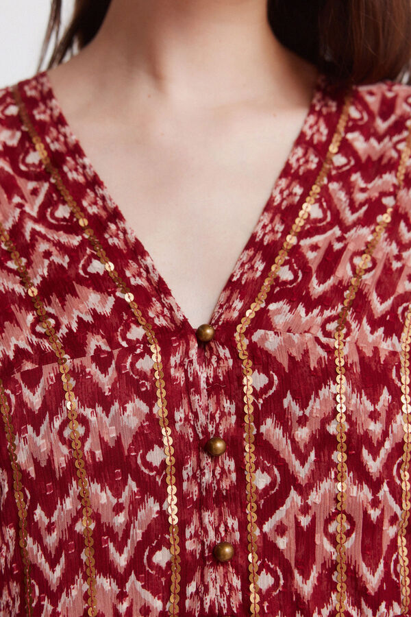 Springfield Vestido curto em gaze com lantejoulas estampado