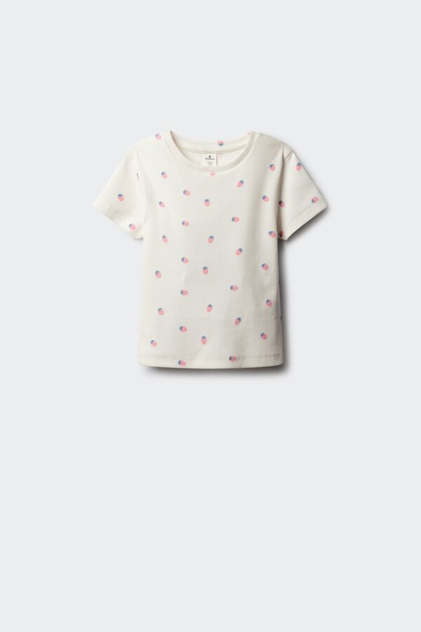 Springfield Kids Camiseta manga corta rib fresas ni&ntilde;a marfil