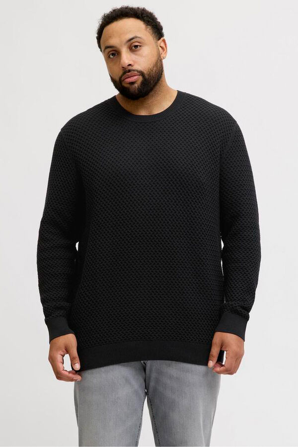 Jack & Jones PLUS Camisola b&aacute;sico de malha liso preto