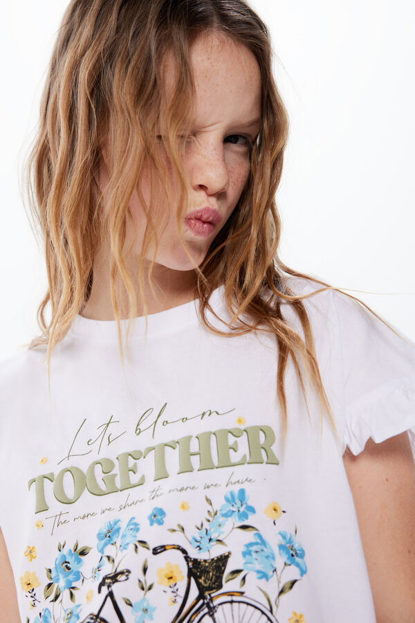 Springfield T-shirt flores bicicleta menina branco