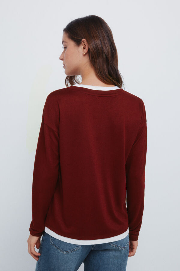 Springfield T-shirt gola em V estampado