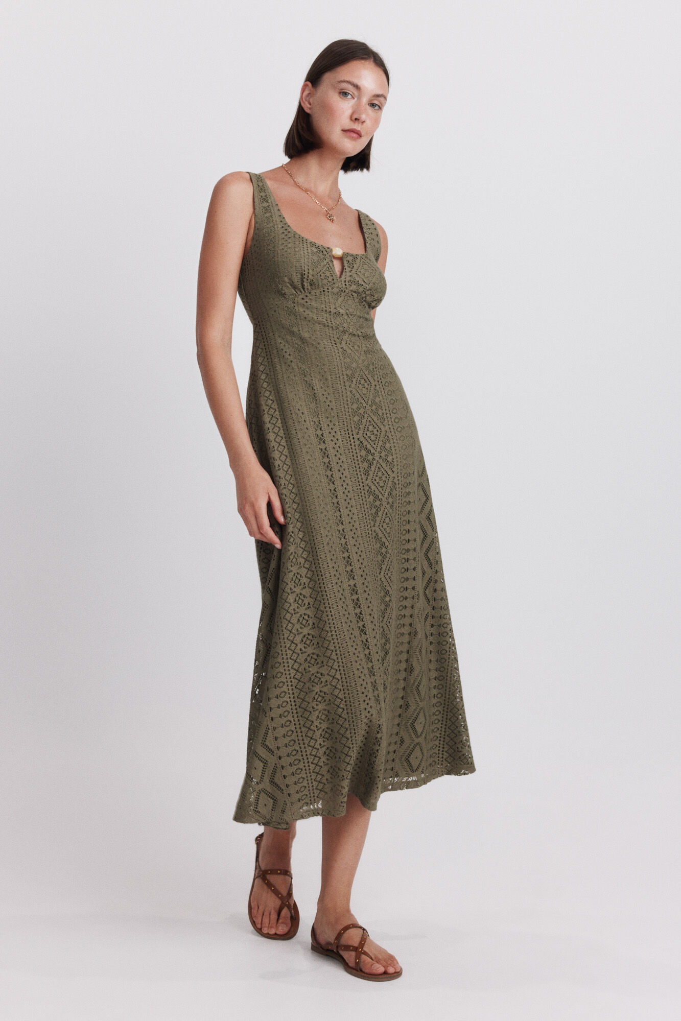 Springfield Vestido midi de al&ccedil;as em crochet